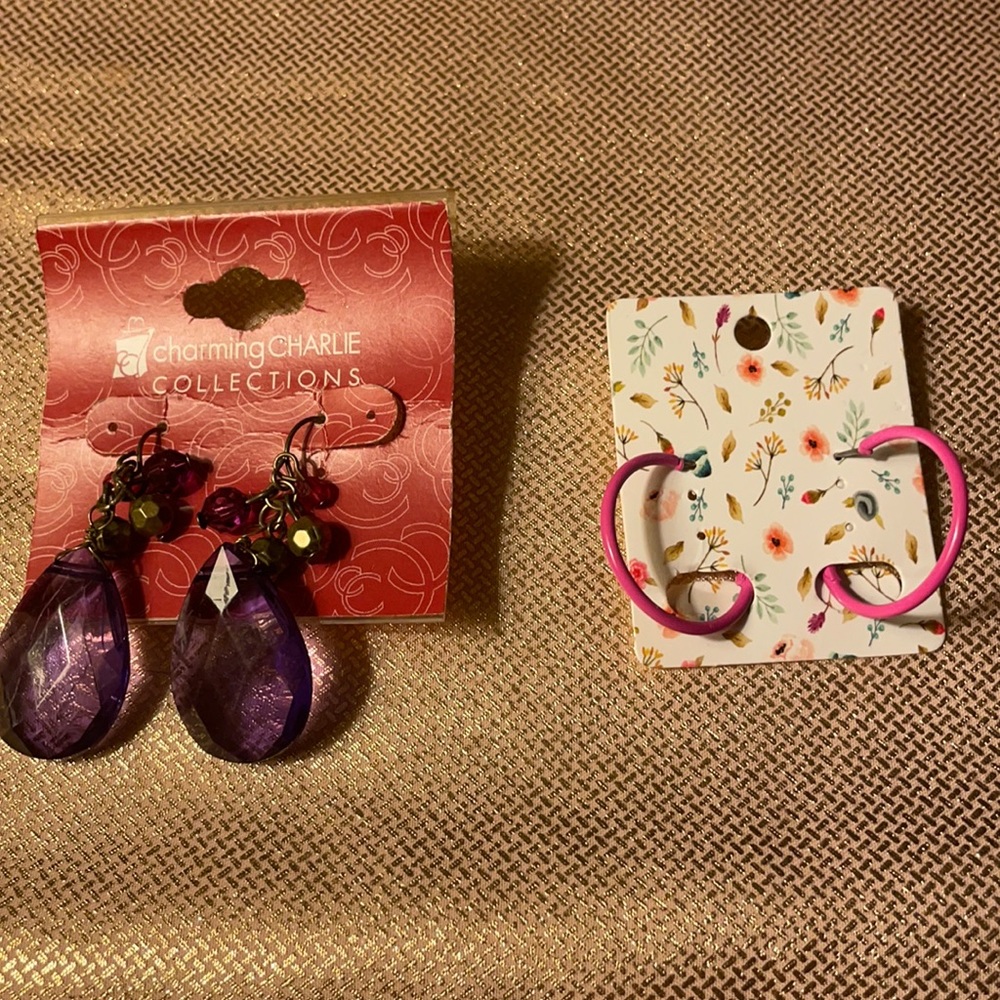 Earrings-lot if 2-charming Charlie and hoops